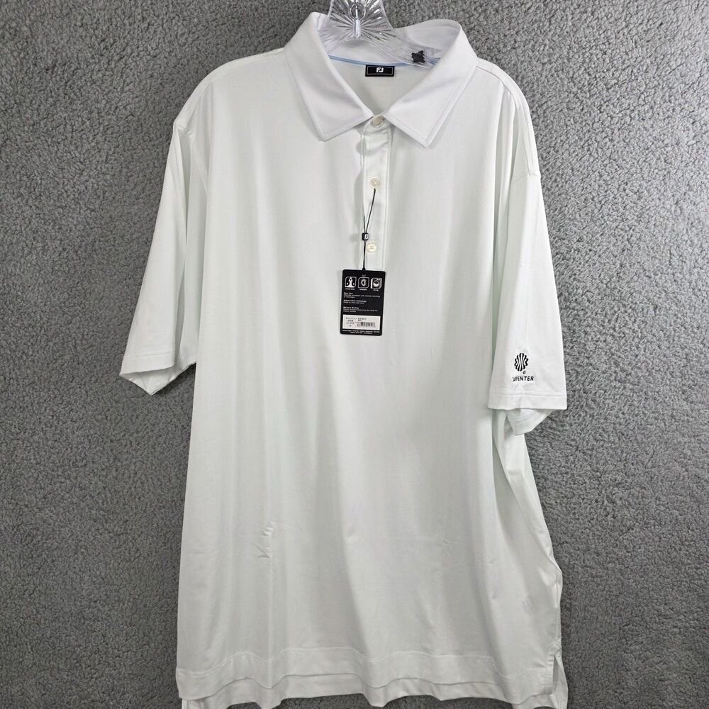 NWT FootJoy Men's Athletic Fit Solid Lisle Golf Polo White  Size 2XL